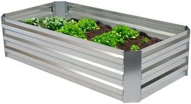 Sunnydaze 4 x 2 ft Galvanized Steel Rectangular Raised Garden Bed - for Flowers, Plants, and Vegetables - Silver