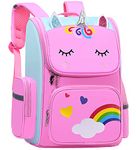 Unicorn School Backpack for Girls Large Capacity Waterproof Light Weight Schoolbag Bookbag for Kids Primary School Student (Pink)