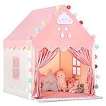 Kids Play Tents for Girls Large Fairy Playhouse for Kids Princess Castle Tent for Indoor Use Toddler Tent Children Play House (Pink Tent with Flannels Mat)