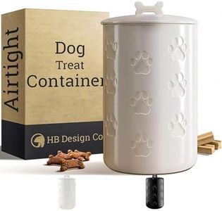 Dog Treat Container Airtight - 5" Round x 9" Tall Ceramic Dog Treat Jar with Lid - White Dog Treat Canister - Large Dog Cookie Jar for Dogs - Pet Treat Container Airtight - Dog Treat Jars for Pets
