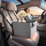 Pawaboo Dog Booster Car Seat for Front/Back Seats, Small Dog Car Seat up to 25 lbs, Elevated Dog Car Seat Interior Height 5 in, Ideal for Cars, SUVs, and Trucks - Comfortable, Safety, Grey