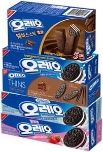Oreo Cookies Snack Sandwich Crackers – Korean Exclusive Limited Edition Wafer Sticks 5 Pack Assortment Variety Chocolate Thin Moose Vanilla Strawberry Mild Sweet Chocolate Cream Flavor Biscuits