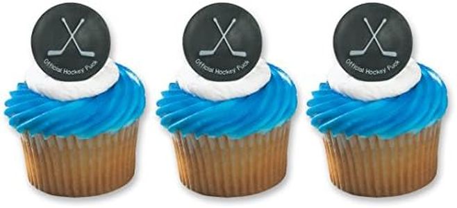 Hockey Puck Ring Cake Cupcake Topper (24-Pack)