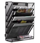 EasyPAG Wall File Organizer 6-Tier Mail Organizer Wall Mount Metal Office Organization for Paper Mail Document and File Folder Organizer Magazine File Holder Home Office Organizers and Storage,Black