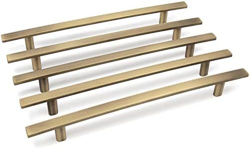 10 Pack Aviano Modern Curved Subtle Arch Handle Pull (5-1/4 inch) for Kitchen Cupboard Door, Bedroom Dresser Drawer, Wardrobe and Office Furniture Hardware(3" Hole Center, Antique Brass)