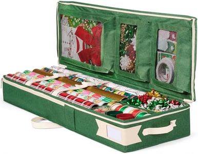 Little ELF Premium Wrapping Paper Storage Organizer, Easy to Carry, 6 Individual Pockets for Christmas Gift Wrap Supplies, Lightweight and Sturdy