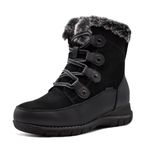 Comfy Moda Waterproof Winter Boots for Women, Wool Lined Snow Boots, Suede Ankle Short Warm Boots, Maya Black Size 8