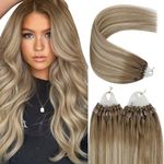 YoungSee Micro Link Hair Extensions Human Hair Balayage Brown Microbeads Hair Extensions Light Brown and Blonde Micro Loop Hair Extensions 20 Inch Ombre Micro Hair Extensions for Wedding 50s/50g