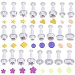 Fondant Plunger Cutters Set- 24 Pcs Fondant Cutters Cake Cutters for Decorating Heart Flower Star Geometric Shape DIY Decorating Mold Tools Set