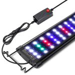 AQQA Aquarium Light,Full Spectrum LED Fish Tank Lights,12 inch -54 inch Adjustable Multi-Color White Blue Red Green LEDs with Extendable Brackets,14W-31W for Freshwater Plants (14W(12 inch -18 inch )), Black