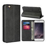 SunYoo for iPhone 6 Case,for iPhone 6s Case,Cowhide Pattern Leather Magnetic Book Wallet Case Stand Holder Flip Cover with Card Slots/Cash Compartment for iPhone 6/6s(4.7")-Black