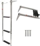 YaeMarine 3 Step Telescoping Boat Ladder Stainless Marine Ladder Telescoping Drop Ladder with Non-Slip Step (7331S)