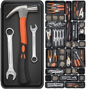 46 Pack 5-Sizes Large 12'' Tool Box Organizer Tray, Tool Box Organizers and Storage, for Hammer, Wrench, Screw, Small Parts Toolbox Organization, Tool Cart Chest Garage Drawer Organizer Tray, Black