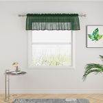 Green Valance 16 inches Long Sheer Curtain Valance Living Room Bedroom Kitchen Voile Linen Textured Transparent Valance Curtain Small Short Door Window Treatment 1 Panel Rod Pocket