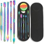 6 PCS Wax Carving Tools Wax Tools Kit, Double-Ended Wax Modeling Tools, Stainless Steel Sculpting Tools with 5ml Silicone Container for Clay Pottery (Rainbow)