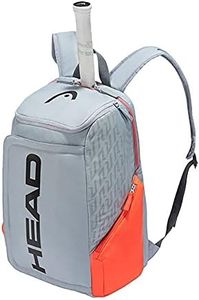 Head Rebel Backpack | Grey & Orange | Material: Polyester | Tennis Kit Bag | Foam Padded Shoulder Strap | Zipper Pocket for Extra Grip