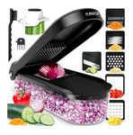 Fullstar (Core Series) Vegetable Chopper & Mandoline Slicer - 6 Stainless Steel Blades - Julienne Cutter, Grater & Coarse Shredder - Dishwasher Safe, BPA-Free (Core 6-in-1, Black)