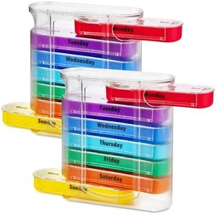 MEDca Weekly Pill Organizer, Four Times-a-Day, Pack of 2 Dispensers with Stackable AM/PM Compartments