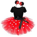 Nileafes Girls Princess Mini Mouse Costume Toddler Birthday Party Fancy Dress Up (4-5 Years,Red)