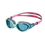 Speedo Women's Biofuse 2.0 SwiMing Goggles, Female Design, Patented Adjust Mechanism, Anti-fog, Anti-leak, Comfort Fit, Marine Blue/Peacock/Funny Pink, One Size