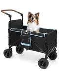 Snagle Paw Extra Large Dog Stroller,Folding Wagon Cart with Ramp & Tailgate for Medium Large Dogs up to 120lbs,Adjustable Handle & One-Step Brake,for Travel,Camping,Shopping,Blue