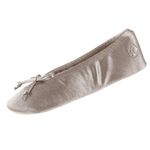 isotoner Women's Satin Ballerina Slippers with Classic Ribbon Suede Sole, Sand Trap Soft Tie Bow, 8-Numeric_9