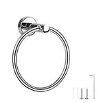 Towel Rings Silver Stainless Steel Towel Ring, Bathroom Kitchen Towel Holder, Bathroom Accessories Hanging Towel Hanger Round Towel Rack 6.49in/16.5cm