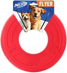 Nerf Dog Atomic Flyer Dog Toy, Flying Disc, Lightweight, Durable and Water Resistant, Great for Beach and Pool, 10 inch Diameter, for Medium/Large Breeds, Single Unit, Red, one-Size-for-Most