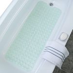 SlipX Solutions Extra Long Bath Tub & Shower Mat 99x40 cm, Wet Floor Non-Slip for Elderly & Kids Bathroom, Longer Than Standard Bathtub Mats, 200 Suction Cups, Drain Holes, Machine Washable, Seafoam