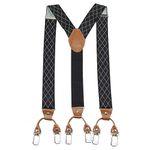 PELUCHE Regal Grip Black Y Back 6 Clips Suspender (Strap Width- 3.5cm)