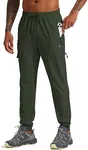 Willit Men's Hiking Joggers Travel Athletic Pants Lightweight Quick Dry Outdoor Running Pants with Zipper Pockets Army Green XXL