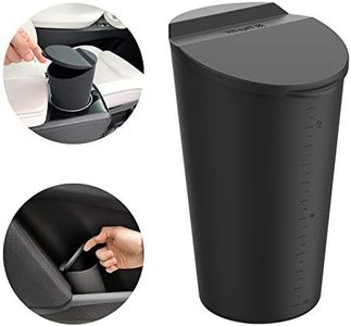 BMZX Car Trash Can with Lid Small Cup Holder Door Pocket Garbage Can Bin Trash Container Fits Auto Home Office, Black