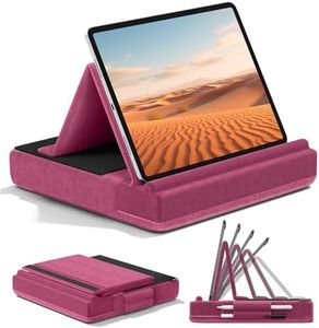 KDD Tablet Pillow Stand, Multi-Angle Viewing Ipad Holder for Lap, Bed and Desk, Foldable Soft Pad Dock with Stylus Mount Compatible with Ipad Pro 12.9, 10.5, 11, Air, Mini, Phones, Books, E-Reader