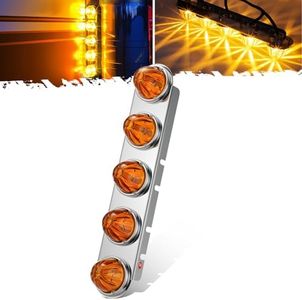 Partsam 1Pcs Passenger Side (Right Side) Radius Style 21.5" Front Air Cleaner Light Bar with 5Pcs Glass Watermelon Lights, Stainless Steel Bracket, Compatible with Peterbilt Kenworth Freightliner