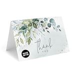 Bliss Collections Thank You Cards with Envelopes, Greenery Watercolor, All-Occasion Thank You Cards for Weddings, Bridal Showers, Baby Showers, Birthdays, Parties and Special Events, 4 inchx6 inch (Pack of 25)