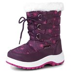 Apakowa Kids Girls Insulated Fur Winter Warm Snow Boots (Toddler/Little) (Color : Purple, Size : 9 M US Toddler)