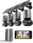 BOTSLAB 4K Security Cameras Wireless Outdoor, 4 Cam-Kit, Solar Camera for Home Security with Full Color Night Vision, No Subscription,AI Recognition,32GB Local Storage Base Station,360° PT,2.4GHz WiFi