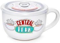 Silver Buffalo Friends Central Perk Vented Plastic w/Lid Ceramic Soup Mug, 24 Ounces