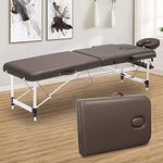 ACi Aluminium Massage Table Portable Aluminum Alloy Massage Lash Bed Foldable Esthetician Spa Tattoo Bed With Carrying Case For Salon - (Brown), (95 X 20 X 65Cm)