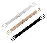 Women's Non-slip Adjustable Elastic Bra Strap Clips Holder-3 Packs (Black, White, Skin Color)