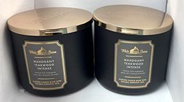 Bath & Body Works White Barn 3-Wick Candle in Mahogany Teakwood High Intensity (Pack of 2)