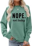 YITAN Women Graphic Cute Oversized Sweaters Funny Sweatshirts Light Green X-Large