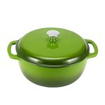 Amazon Basics Enameled Cast Iron Round Dutch Oven with Lid and Dual Handles, Heavy-Duty & Small, 4 L, Green