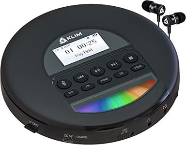 KLIM Nomad - New - Portable CD Player Walkman with Long-Lasting Battery - with Headphones - Radio FM - Compatible MP3 CD Player Portable - TF Card Radio FM Bluetooth - Ideal for Cars - Black