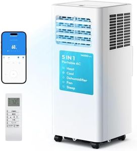 EUHOMY Portable Air Conditioners 14,000 BTU, 5-in-1 Portable AC Unit Up to 650 Sq.Ft. for Bedroom with Cool, Heat, Fan, Dehumidifier, Sleep, AC Units with LED Remote & 24H Timer, Installation Kits