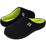 RockDove Men's Original Two-Tone Memory Foam Slipper, Black/Lime, 7-8