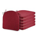 ELFJOY Set of 6 Chair Cushions for Dining Chairs Non Slip Seat Cushion with Ties and Machine Washable Cover Foam Kitchen Chair Pads Indoor 17x17x2 inches Red