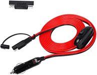 SinLoon Cigarette Lighter SAE Battery Charger Cable with Switch，12V 15A Cigarette Lighter Male Plug to Waterproof SAE Quick Release Adapter Extension Charging Cable with Fuse and LED Light (Switch)