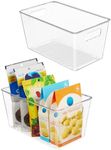 Vtopmart Clear Plastic Pantry Organizer Bins, 2 PCS Food Storage Bins with Handle for Refrigerator, Fridge, Cabinet, Kitchen, Countertops, Cupboard, Freezer Organization and Storage, BPA Free, Medium