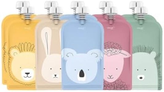 Cherub Baby On The Go Reusable Non-Spill Anti-Leak Baby Food Pouches 150ml - Baby Food Storage Animal Print Set (5 Pack)